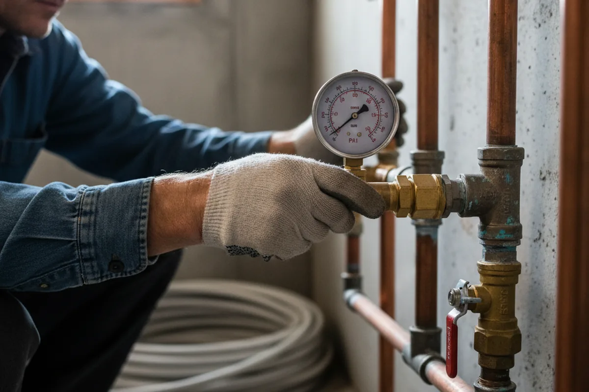 Pressure testing a repaired line during Water Line Repair in Pine Plains